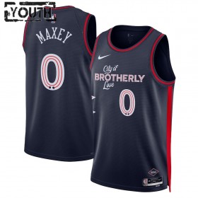 NBA Børn Trøje Philadelphia 76ers Tyrese Maxey 2023-24 Nike City Edition Navy Swingman